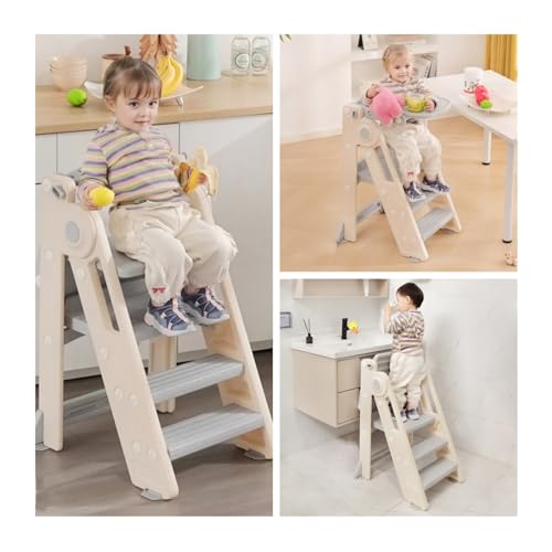 Torre de aprendizaje convertible en silla de comedor de madera para niños 2