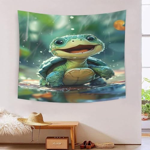 Tapisserie murale tortue 3D grand format 180x230 cm pour décoration de salon et chambre