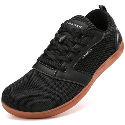 gitzing Barefoot Shoes for Womens Mens Wide Outdoor Trail Minimalist Running Trainers Walking Shoes Lightweight and Breathable Sneakers Unisex-Brown Black 9 UK(43 EU)