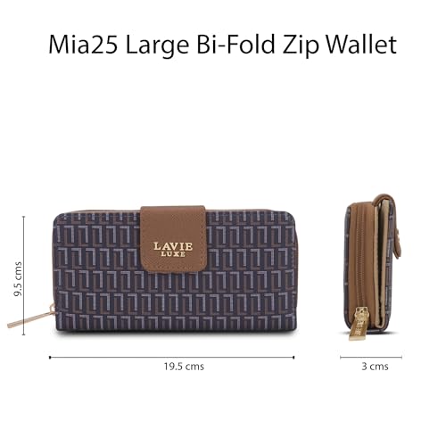 Image of Lavie Luxe Women's Mono Mia25 Bifold Zip Wallet |Gift For Ladies