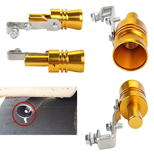 2Pcs Universal Exhaust Turbo Whistle ,Turbo Sound Muffler Pipe Aluminum Blow-Off Valve Simulator Car Styling Tunning L (Gold) #TOP4