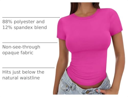 Image of Trendy Queen Womens Fitted Short Sleeve Shirt Buttery Soft Top Stretchy Tee