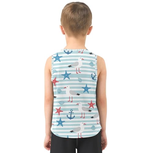 J JOYSAY Seagull Starfish Stripes Boys Tank Top Sleeveless Muscle Shirts Quick Dry Sport Active Workout Kids T-Shirts 3-15T3