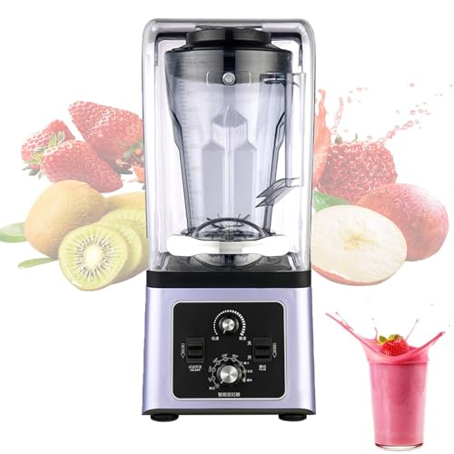 2600W Commercial Blender with 4 5L Capacity Soundproof Cover Speed Control Timer Professional Bar Blender for Smoothies Milkshakes