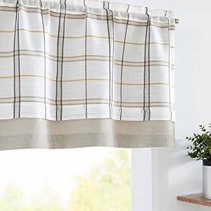 jinchan Valance Curtain Buffalo Checkered Valance Classic Plaid Curtain Small Window Valance for Kitchen Living Room Blackout Double Layer Valance 18 Inch 1 Panel Black and Taupe Striped on Off White jinchan Valance Curtain Buffalo Checkered Valance Classic Plaid Curtain Small Window Valance for Kitchen Living Room Blackout Double Layer Valance 18 Inch 1 Panel Black and Taupe Striped on Off White