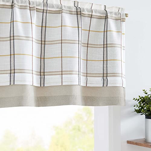 jinchan-Valance-Curtain-Buffalo-Checkered-Valance-Classic-Plaid-Curtain-Small-Window-Valance-for-Kitchen-Living-Room-Blackout-Double-Layer-Valance-18-Inch-1-Panel-Black-and-Taupe-Striped-on-Off-White jinchan Valance Curtain Buffalo Checkered Valance Classic Plaid Curtain Small Window Valance for Kitchen Living Room Blackout Double Layer Valance 18 Inch 1 Panel Black and Taupe Striped on Off White