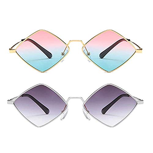 Image of ENTHYI Diamond Shape SunGlasses for Men /Women Metal Quadrilateral Frame Shades Film Sun glasses UV Protection