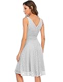 kleid altrosa knielang Retro Vintage Stil,Weiche florale Spitzenschicht,durchsichtige Spitzen am Schulterteil,U-Ausschnitt,knielang,ohne Arm.