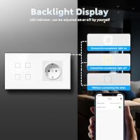 BSEEDLIFE Normal Steckdose mit Smart Wifi Lichtschalter, 4 Fach Intelligente Touch Schalter Kompatibel mit Alexa und Google Home, Wandschalter für Smart Home Lichtschalter Weiß（86 * 157mm） – Ansicht 8
