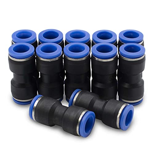 Bwindech 12 conectores neumáticos de conexión de empuje directo de 12 mm, plástico bidireccional de liberación rápida Pu adaptadores de línea de aire Cover