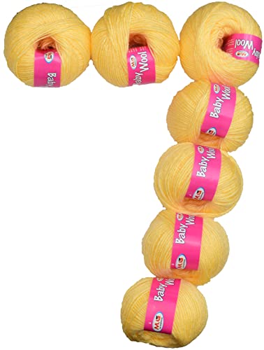 Image of M.G Enterprise Prime Baby Wool 100% Acrylic Yarn Dark Cream 7 Pc 4 ply Ball Hand Knitting Wool /Art Craft Soft Fingering Crochet Hook Yarn- Art-EF