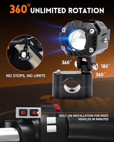 Image of CO LIGHT 2nd Gen LED Motorcycle Fog Lights, Death-Curve Savior for Pacific Coast /Tail of Dragon etc, 20000LM Military-Spec for Cruisers /Motorcycles /ATV /UTV, IP68 Stormproof (Pair)
