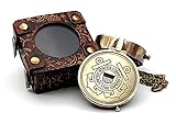 5MOONSUN5's US Coast Guard Engraved Brass Military Compass Nautical Marine Gift A Perfect and Unique Gift for Army Person Survival Navigation Compass for Hiking Camping with Leather Display Case