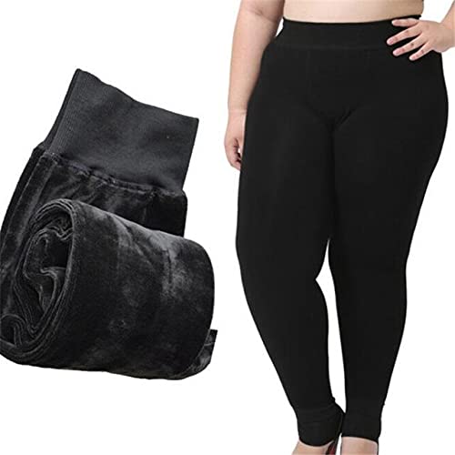 Leggings negros de invierno en talla grande con forro interior térmico para mujer