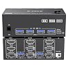 HDMI Displayport KVM Switch 3 Monitors 2 Computers 8K@60Hz/4K@144Hz, USB3.0 KVM Switches for 2 PC Sharing Triple Monitor and Keyboard Mouse with Power Adapter,Wired Extend Controller and USB3.0 Cables