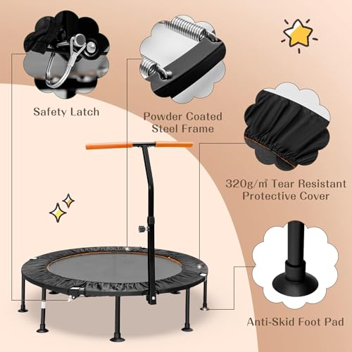 SPOTRAVEL Mini Outdoor Trampoline, Foldable Fitness Rebounder with Protective Cover, Portable Indoor Exercise Bouncer for Kids Adults - Image 6