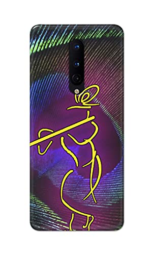 Image of PRINTFIDAA Lord Krishna On Peacock Feather Hard Back Cover for OnePlus 8 (6.55 inch) Back Cover -(P6) KAT1007