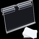 Plastic Label Holders Clip on Labels Holders Clear Sign Display Holder with Labels Included for Bin,...