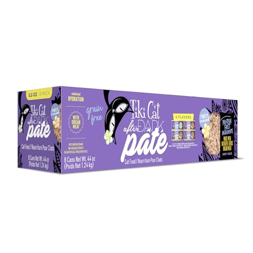 Tiki Cat After Dark Soft Pate Wet Cat Food, Variety Pack, 5.5 oz. Can (8 Count)