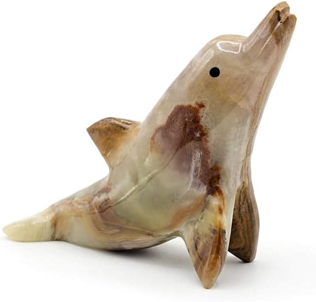 Marble Dolphin Ring Holder Stand Jewelry Display for Engagement & Wedding Rings, Decorative Ring Holder for Home Decor (Green Onyx)