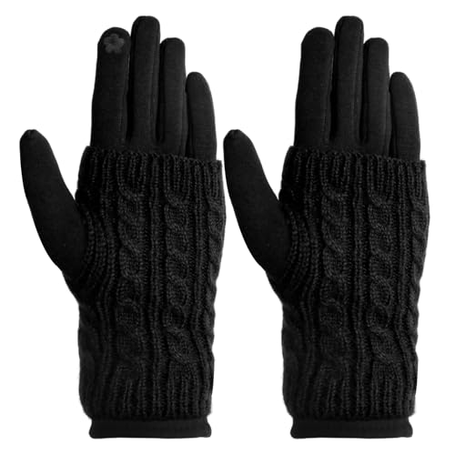 Connextion Women's Touchscreen Gloves Winter Warm Winter Gloves with Fleece Lined and Removable Knitted Cuff, Thermal Gloves for Women, Warm and Soft
