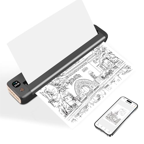 Rongta Small Portable Wireless Printer, Mobile WiFi Bluetooth Inkless Thermal Printer for Travel Home Use, Support US Letter/A4/A5/B5 Thermal Paper, Compatible with Android iOS Phone & Laptop