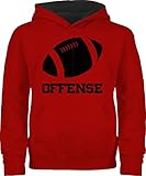 Shirtracer Kinder Sport Kleidung - Offense Football - Vintage - 152 (12/13 Jahre) - Rot/Schwarz - Football Trikot Kinder - JH003K - Kinder Hoodie Pullover für Jungen und Mädchen