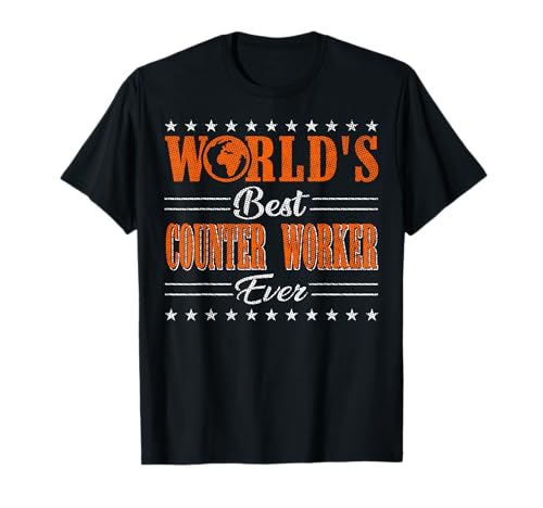 Retro Motif Worlds Best Counter Worker Camiseta