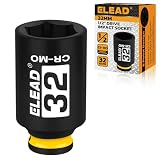 ELEAD 32 mm Socket 1/2" Drive Deep Impact Socket, Metric 6 Point 1/2-inch Drive Impact Axle Nut Sockets, CR-MO Nut Socket Set, Tools for Easy Removal of Axle Shaft Nuts