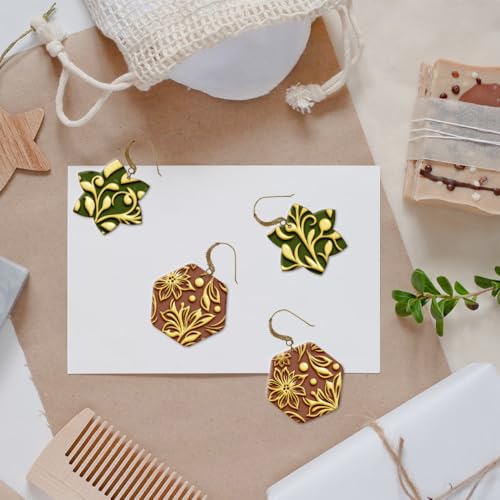 CHGCRAFT Abstract Floral Leaves Polymer Clay Texture Sheets Rubber Clay Texture Sheets Clay Texture Mat Tool Used for DIY Jewelry Making Craftwork and Printing Patterns - Image 4