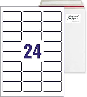 100 X 24 Self-Adhesive Address Labels per A4 Sheet (2400 Labels - 64 x 34mm), Greener Route, Curved Corners, Eco-Friendly Shipping Sticky Labels, Multi-Purpose (Laser, Copier, Inkjet) (500)