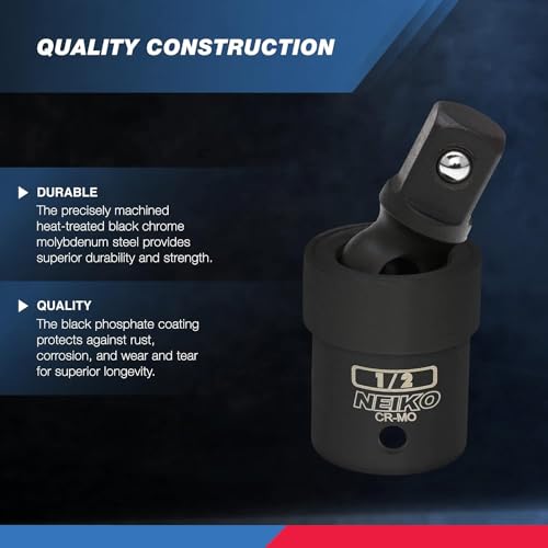 Image of NEIKO 02430A 1 /2 inch Drive Universal Joint Swivel Socket Adapter | Cr-Mo Impact Grade