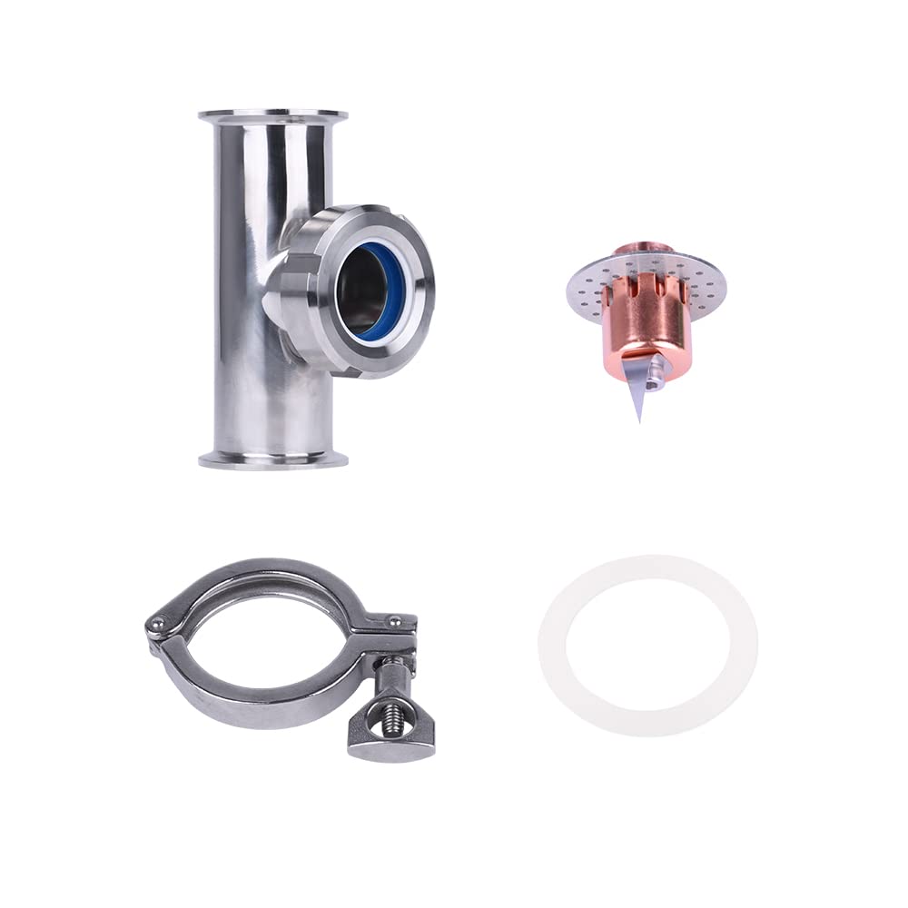 YUEWO Stainless Flute Sections with 2” Red Copper Bubble Plate Set for 304 Stainless Steel Flute Reflux Column Still