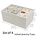 Set of 4 Stackable Jewelry Trays Organizer, Velvet Earring Organizer, Jewelry Organizer Showcase Display Drawer Organizer Storage, Earring Holder Necklace Bracelet Ring Accessary Organizers (Beige)