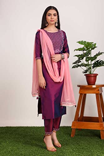 EVANTA-Womens-Art-Silk-Embroidery-Kurta-With-Pent-And-Dupatta-Set-EV-ArtSilk-KurtiVariation