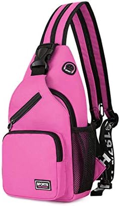 FANDARE Women Sling Bag Small Backpack with Earphone Hole Shoulder Crossbody Backpack Girl Chest Bag Lady Multi-Function Shoulder Bag Sport Gym Outdoor Daypacks Durable Polyester Black A