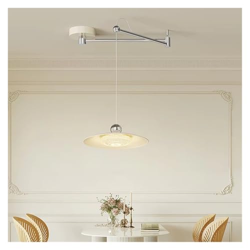 Lampe suspendue évolutive blanc lait en fer et luminaire d'art LED pour chambre