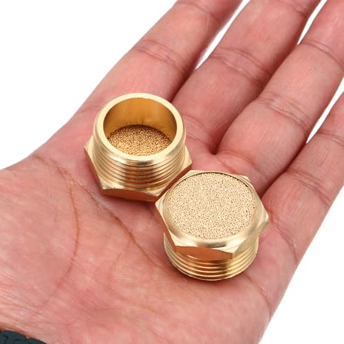 QUARKZMAN 2 Stück Pneumatischer Schalldämpfer G 3/4 Gewinde Männlich Gesinterter Bronzeschalldämpfer Luftleitungsfittings Für Pneumatische Werkzeuge Und Industriemaschinen