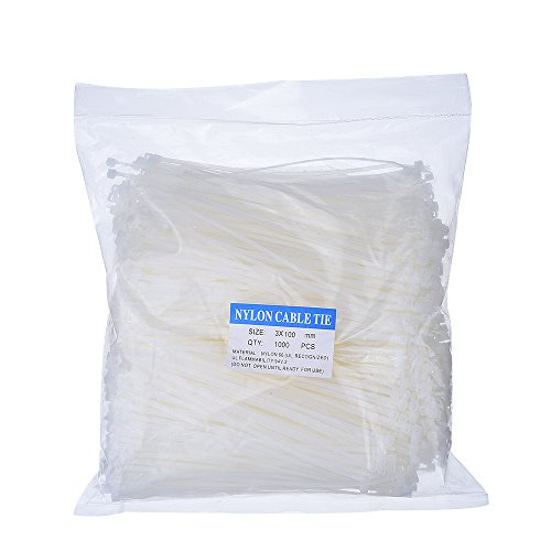 1000 Pack,4 Inch Outus Nylon Cable Mini Zip Ties Clear White Small Cable Ties Self-Locking #TOP4