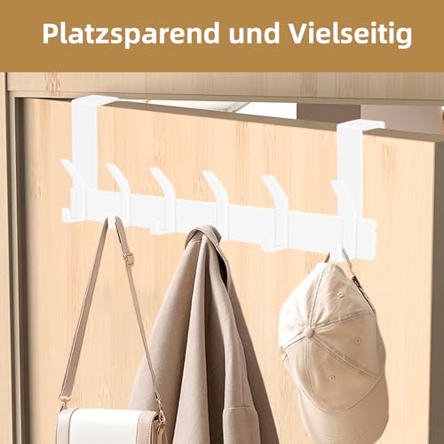 AUXHCYL Türhaken zum Einhängen, Kleiderhaken Tür Einhängen für Platzsparend, Türgarderobe zum Einhängen von Kleidung, Handtüchern und Hüten, Praktischer Tür Garderobe(Weiß)