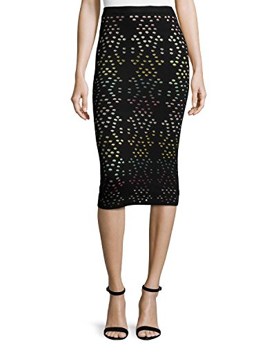 Alice + Olivia ANI Laser-Cut Multicolor Pointelle Knit Pencil Skirt XS