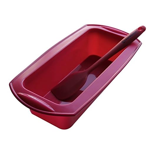 BACKHAUS Moule à Cake rectangulaire avec Spatule Maryse & Pelle à Tarte , Set à Pâtisserie Anti Adhérent , Moule à Gâteau en Silicone de Qualité Pro | Rouge