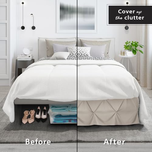 Image of Nestl Linen Bed Skirt Twin Size, Pinch Pleat Twin Bed Skirt, 14 inch Inch Drop Twin Bedskirt, Hotel Quality Linen Bed Skirts, Premium Microfiber Bedskirt for Twin Bed, Linen Twin Bed Skirt