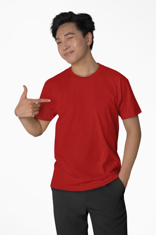 Image of Solid T Shirt for Men | Men's Premium Cotton T-Shirt | Round Neck | Regular Fit | Comfortable Fabric | Stylish & Lightweight | Perfect for Everyday Use