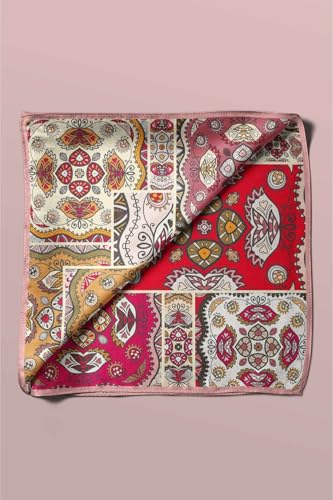 100% Silk Headscarf for Women - 22"x 22" inch Hair Scarf Ethnic Pattern Silk Headscarf Bandanas Square Silk 603524