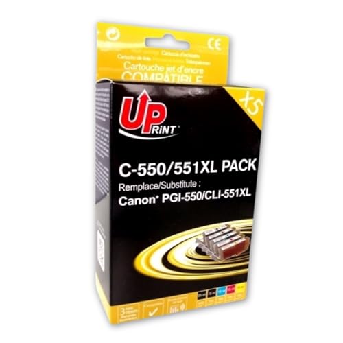 Cartouches Canon PGI-550 CLI-551 XL Uprint pack de 5 pour imprimante Pixma