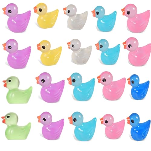 Mini Canard en Résine,50 Pieces Canard Miniature Couleur,Mini Canards Lumineux,Miniature Résine Figurine Canard,pour Aquarium Jardin Paysage Ornement...