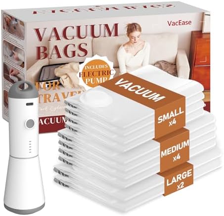 Vacbird Vacuum Storage Bags for Clothing Travel, 10 Pack Vacuum B...