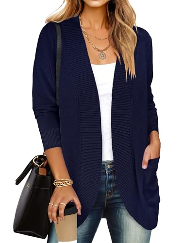 ANRABESS Womens Cardigan Sweaters Open Front Long Sleeve Shawl Neck Dressy Casual 2025 Trendy Fall Winter Knit Outerwear Coat