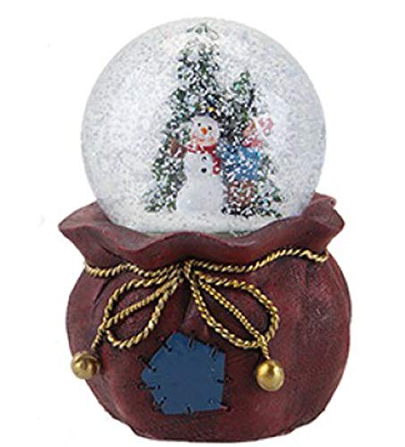 Image of Musical Light Up Snow Globe Christmas Ornament or Gift Santa or Snowman in Present sack (Snowman)